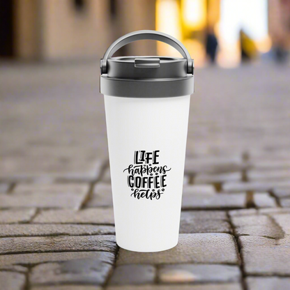 White 15oz Stainless Steel Travel Mug